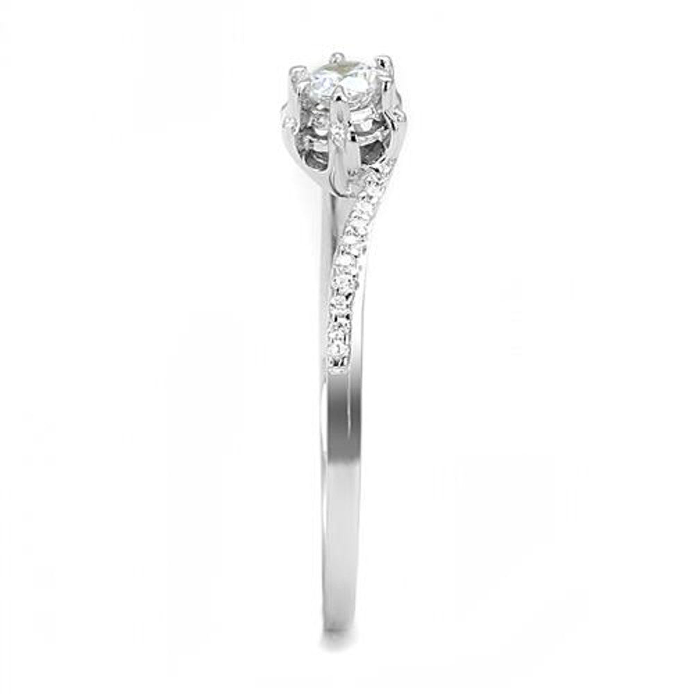 AR3W1392 Women's 1/2 Ct Round Cut Cz .925 Sterling Silver Rhodium Plated Engagement Ring